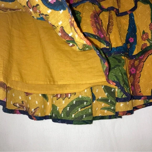 FARM Rio Yellow Tropical Tapestry layered Mini Skirt Size S - Picture 7 of 12